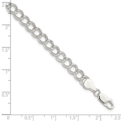 Sterling Silver 6mm Semi-Solid Double Link Charm Bracelet - 4