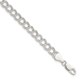 Sterling Silver 6mm Semi-Solid Double Link Charm Bracelet - 4