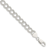 Sterling Silver 7.5mm Semi-Solid Double Link Charm Bracelet - 4