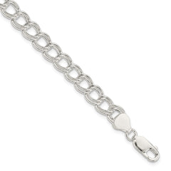 Sterling Silver 7.5mm Semi-Solid Double Link Charm Bracelet - 4