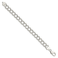Sterling Silver 10.5mm Semi-Solid Double Link Charm Bracelet - 3