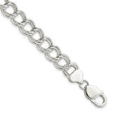 Sterling Silver 10.5mm Semi-Solid Double Link Charm Bracelet - 2