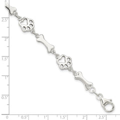 Sterling Silver Dog Bones and Paws Bracelet - 2