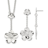 Sterling Silver Floral Necklace and Earring Set