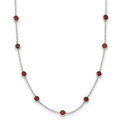 Sterling Silver 9-Station Red CZ Necklace