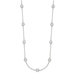 Sterling Silver Clear 4mm 9-Station CZ w/2in ext. Necklace - 3