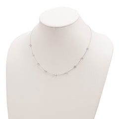 Sterling Silver Clear 4mm 9-Station CZ w/2in ext. Necklace - 3