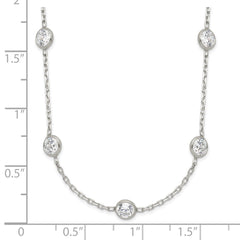 Sterling Silver Clear 4mm 9-Station CZ w/2in ext. Necklace - 3