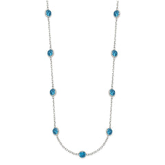 Sterling Silver 9-Station Blue CZ Necklace