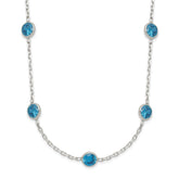 Sterling Silver 9-Station Blue CZ Necklace