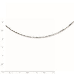 Sterling Silver Rhodium-plated 2mm Round w/2in ext Cubetto