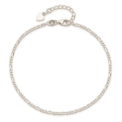 Sterling Silver Figaro Chain 10 inch Plus 1 inch Extender - Total 11 inch Anklet