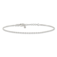 Sterling Silver 2mm Rope Chain 10 inch Plus 1 inch Extender - Total 11 inch Anklet