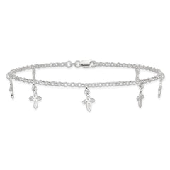 Sterling Silver 10 in Cross Anklet