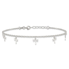 Sterling Silver Dragonfly Charms 9 inch Plus 1 inch Extender - Total 10 inch Anklet