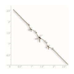 Sterling Silver Rhodium-plated Starfish 10 inch Plus 1 inch Extender - Total 11 inch Anklet