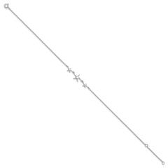 Sterling Silver Rhodium-plated Starfish 10 inch Plus 1 inch Extender - Total 11 inch Anklet