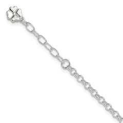 Sterling Silver Clover Dangle 10 inch Plus 1 inch Extender - Total 11 inch Anklet