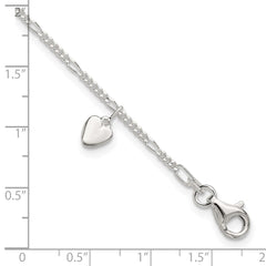 Sterling Silver Heart Dangle Anklet - 2