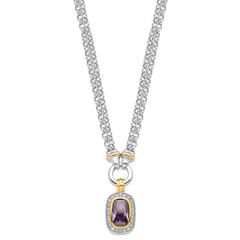 Sterling Silver Flash Gold-plated CZ Necklace - 2