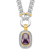 Sterling Silver Flash Gold-plated CZ Necklace - 2