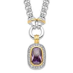 Sterling Silver Flash Gold-plated CZ Necklace - 2