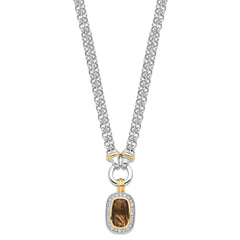 Sterling Silver Flash Gold-plated CZ Necklace