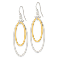 Sterling Silver and Vermeil Polished Drop Necklace and Earring Set
