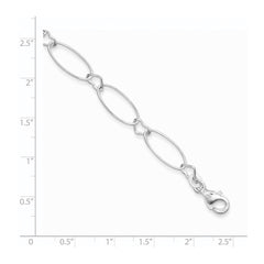 Sterling Silver Oval Link w/Hearts Bracelet