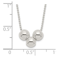 Sterling Silver Polished 3 Bead Necklace