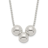 Sterling Silver Polished 3 Bead Necklace