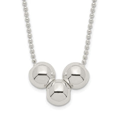Sterling Silver Polished 3 Bead Necklace - 2
