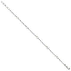 Sterling Silver Swirl Disc 9 inch Plus 1 inch Extender - Total 10 inch Anklet