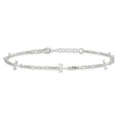 Sterling Silver Dragonflies 8 inch Plus 1 inch Extender - Total 9 inch Anklet
