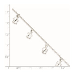 Sterling Silver Turtle Charms 9 inch Plus 1 inch Extender - Total 10 inch Anklet
