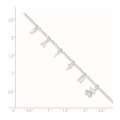 Sterling Silver FAITH Letters 10 inch Plus 1 inch Extender - Total 11 inch Anklet
