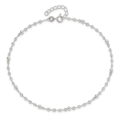 Sterling Silver Beads 9 inch Plus 1 inch Extender - Total 10 inch Anklet