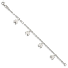 Sterling Silver Polished Elephants with 1in ext. Children's Bracelet