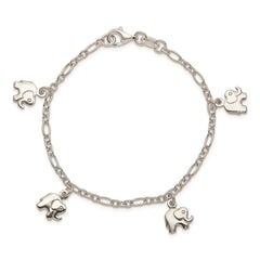 Sterling Silver Polished Elephants with 1in ext. Children's Bracelet