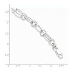Sterling Silver Polished Oval Link Bracelet - 2