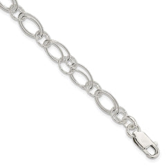 Sterling Silver Polished Oval Link Bracelet - 2