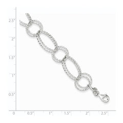 Sterling Silver Textured Double Link Bracelet
