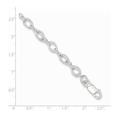 Sterling Silver Polished and Textured 5.5mm Fancy Bracelet