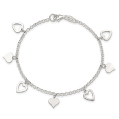 Sterling Silver Polished Heart Bracelet - 2