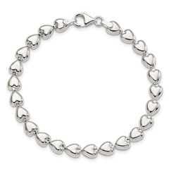 Sterling Silver Polished Heart Bracelet - 5