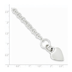 Sterling Silver Polished Heart Bracelet - 3