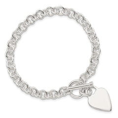 Sterling Silver Polished Heart Bracelet - 3