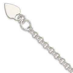 Sterling Silver Polished Heart Bracelet - 3