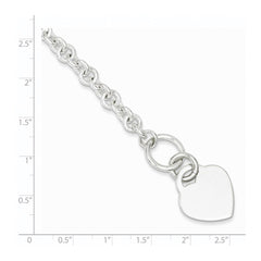 Sterling Silver Polished Engraveable Heart Bracelet - 3