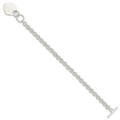 Sterling Silver Polished Engraveable Heart Bracelet - 3